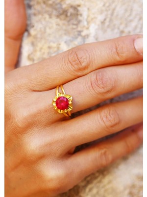 Bayar Gold 14 Ayar Altın Gül Yakut Yüzük