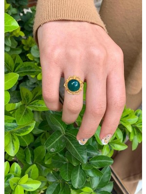 Bayar Gold Kadın 14 Ayar Altın Oval Zümrüt Telkari Yüzük