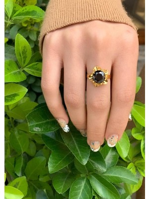 Bayar Gold 14 Ayar Altın Siyah Gül Yüzük