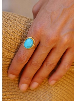 Bayar Gold 14 Ayar Altın Meftul Firuze Yüzük