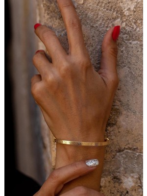 14 Ayar Altın Zarif Grek Kelepçe