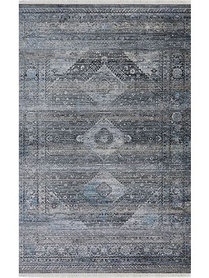 Gabardin Halı 7/24 Vintage Tarzı 96 x 200 Toz Barındırmaz Viskon Yolluk Halı 0171-GRİ