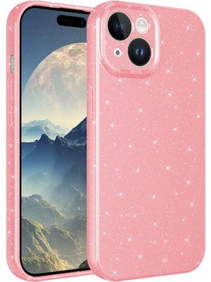 Apple iPhone 15 Için Uyumlu Kılıf Kamera Korumalı Simli Lüks Koton Kapak