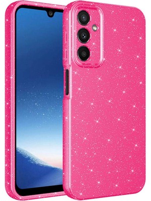 Samsung Galaxy A15 Için Uyumlu Kılıf Kamera Korumalı Simli Lüks Koton Kapak