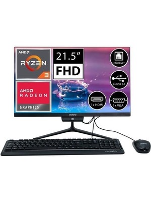 Aıdata 21.5" AIO-R3200-825600X Ryzen 3 3200G 8gb Ram- 240GB M2 Nvme O/b UHD Fdos