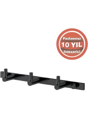 Çelik Banyo Paslanmaz Pirinç Mercan 3’lü Askılık Mat Siyah