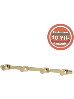 Çelik Banyo Paslanmaz Pirinç Mercan 4’lü Askılık Altın Sarı Gold