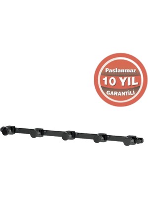 Çelik Banyo Paslanmaz Pirinç Mercan 5’li Askılık Mat Siyah