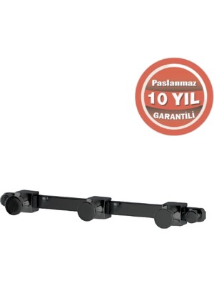 Çelik Banyo Paslanmaz Pirinç Mercan 3’lü Askılık Mat Siyah