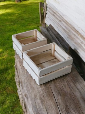 Dekoratif Ahşap Kasa Sandık Çok Amaçlı Kasa Kitaplık - Doğal Çam 20*26*11,15*21*11