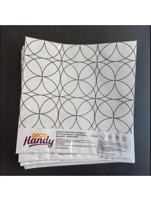 Ttt Decohandy  Pvc Duvar Karosu 30 x 30 cm  4'lü Paket - Siyah Daire Geometrik Desen  0,36M2