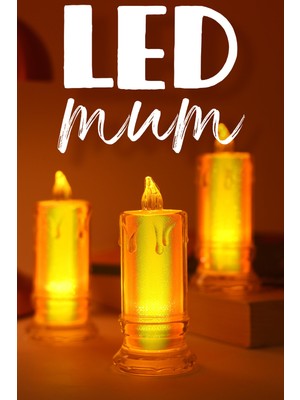 3 Adet LED Mum Simli Tipi Pil Dahil Dumansız Alev Ledli Yapay Dekoratif Mum Işığı Büyük PT423