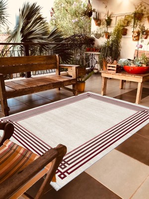 Pamuklife Halı Kaymaz Deri Taban Yıkanabilir Halı PL5090 Kırmızı