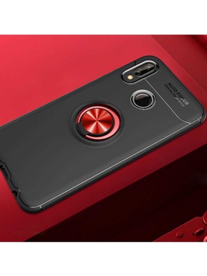 Huawei P20 Lite Uyumlu Cep Telefonu Için Dönebilen Yüzüklü Standlı Silikon Ravel Kapak