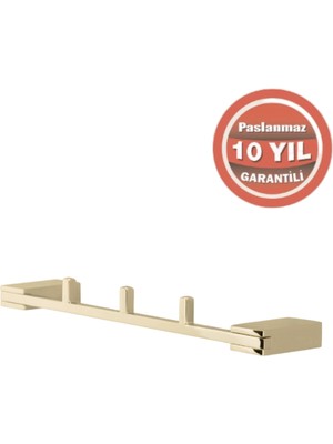 Çelik Banyo Paslanmaz Pirinç Titanik 3’lü Askılık Altın Sarı Gold