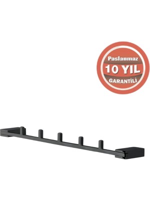 Çelik Banyo Paslanmaz Pirinç Titanik 5’li Askılık Mat Siyah