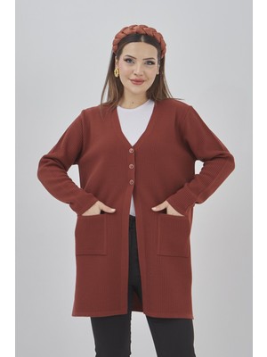 Fresh Moda Kadın Araboy Triko Mevsimlik Cepli Esnek Likralı Hırka