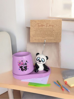 Perazayn Panda Not - Fotoğraf Tutuculu Kalemlik Saksı Seti