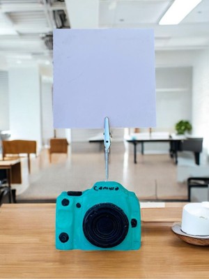 Perazayn Turkuaz Kamera Temalı Not Tutacağı Fotoğraf Tutacak Tutucu Ofis Seti Hediyelik