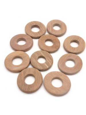 Angel Çanta Aksesuar 3 cm Yassı Ahşap Halka 10 Adet