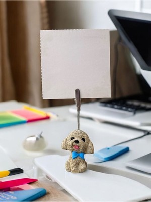 Perazayn Mavi Papyonlu Kawaii Sevimli Köpek Fotoğraf - Not Tutucu