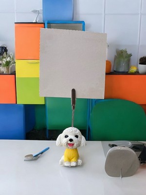 Perazayn Sarı Kıyafetli Kawaii Sevimli Köpek Fotoğraf Not Tutucu
