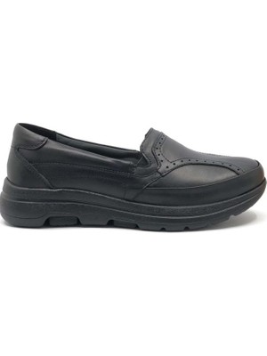 Forex 1002  Deri Siyah Anatomik Hafif Günlük Kadın Anne Ayakkabı