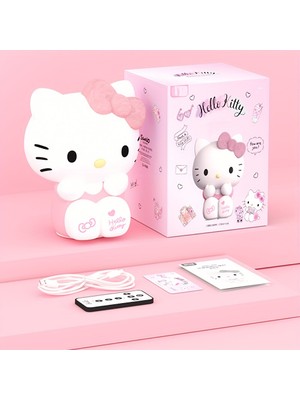 Tcherchi Sanrio Hello Kitty Gece Lambası - Sevimli Silikon Dokunmatik, Çift Hızlı 3 Renkli LED ile Uzaktan Kumanda, Yatak Odası Dekoru (Yurt Dışından)