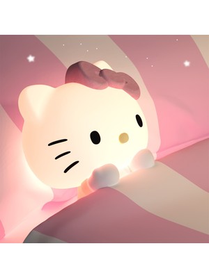 Tcherchi Sanrio Hello Kitty Gece Lambası - Sevimli Silikon Dokunmatik, Çift Hızlı 3 Renkli LED ile Uzaktan Kumanda, Yatak Odası Dekoru (Yurt Dışından)