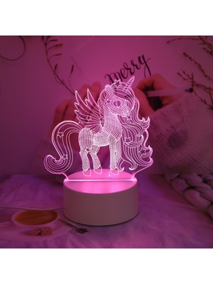 3D Unicorn Gece Lambası - USB ile Çalışan, Anahtar Için Görsel Pembe Led, Yatak Odası Atmosferi Için Mükemmel (Yurt Dışından)