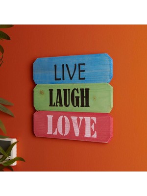 Tahta Dekor Duvar Panosu - Live / Laugh / Love