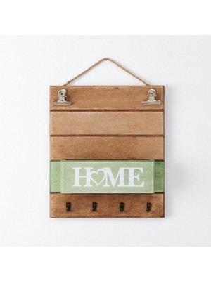 Tahta Dekor Dekoratif Green Home Duvar Askısı - 30 x 25  cm