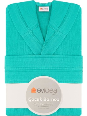 Evidea Soft Çocuk Müslin Bornoz - Yeşil - 8-10 Yaş