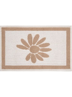 Evidea Soft Daisy Banyo Paspası - Bej - 50 x 80  cm