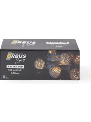 Orbus Rattan Top LED Işık Zinciri - Bej - 1,55 M