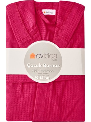 Evidea Soft Çocuk Waffle Bornoz - Pembe - 8-10 Yaş