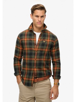 Superdry Normal Siyah - Turuncu Erkek Gömlek M4010727AB4Z_L/S Cotton Lumberjack