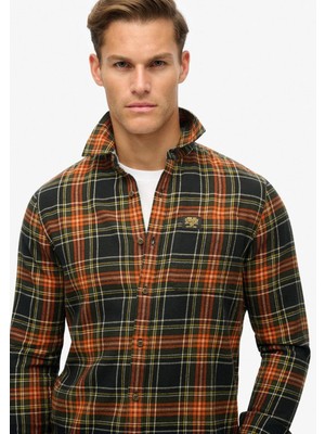 Superdry Normal Siyah - Turuncu Erkek Gömlek M4010727AB4Z_L/S Cotton Lumberjack