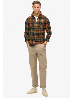 Superdry Normal Siyah - Turuncu Erkek Gömlek M4010727AB4Z_L/S Cotton Lumberjack