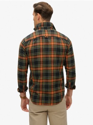 Superdry Normal Siyah - Turuncu Erkek Gömlek M4010727AB4Z_L/S Cotton Lumberjack