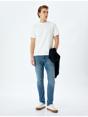 Koton Pamuklu Düğmeli Slim Fit Jean Pantolon - Brad Jean