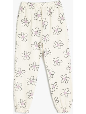 Koton Çiçek Desenli Pamuklu Beli Lastikli Eşofman Altı