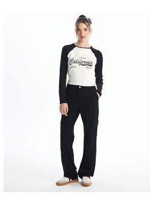 Standart Fit Gabardin Kadın Kargo Pantolon