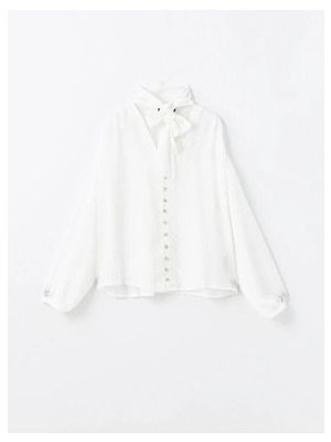 Lcw Vision ekru Bağlamalı Yaka Dokulu Oversize Kadın Bluz