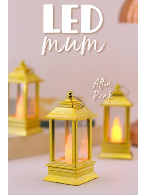 Telvesse 3 Adet LED Mum Mini Dörtgen Tip Pil Dahil Dumansız Alev Ledli Yapay Dekoratif Mum Işığı Altın PT434