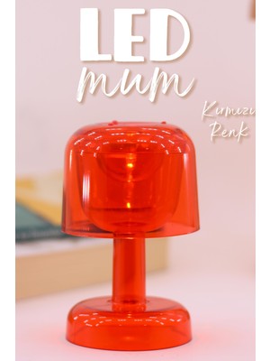 LED Mum Iskandinav Tip Pil Dahil Dumansız Alev Ledli Yapay Dekoratif Mum Dekor Işığı Kırmızı PT428