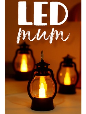 3 Adet LED Mum Mini Kamp Tipi Pil Dahil Dumansız Alev Ledli Yapay Dekoratif Mum Işığı Siyah PT430