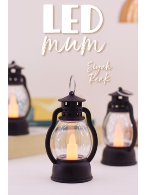 3 Adet LED Mum Mini Kamp Tipi Pil Dahil Dumansız Alev Ledli Yapay Dekoratif Mum Işığı Siyah PT430