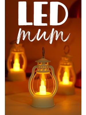 3 Adet LED Mum Mini Kamp Tipi Pil Dahil Dumansız Alev Ledli Yapay Dekoratif Mum Işığı Beyaz PT430