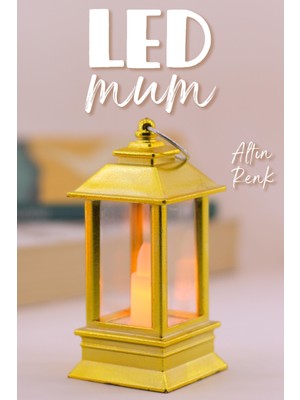 Telvesse LED Mum Mini Dörtgen Tip Pil Dahil Dumansız Alev Ledli Yapay Dekoratif Mum Dekor Işığı Altın PT434